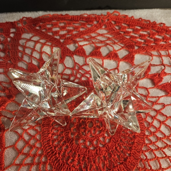 Vintage Set of Two Rosenthal Studio Lead Crystal Diamond Star Candle Holders - Picture 5 of 9